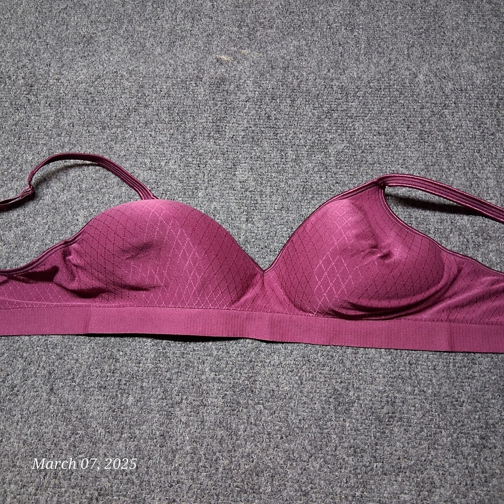 HANES Ultimate Perfect Coverage Bra Women‎ Size Large Maroon Wireless